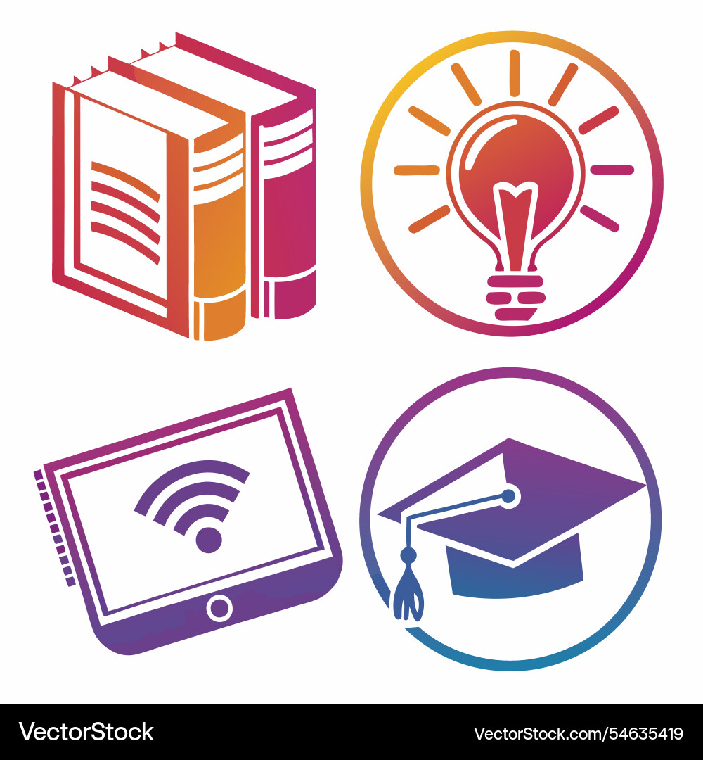 Digital learning icons gradient fusion Digital learning icons gradient fusion vector image