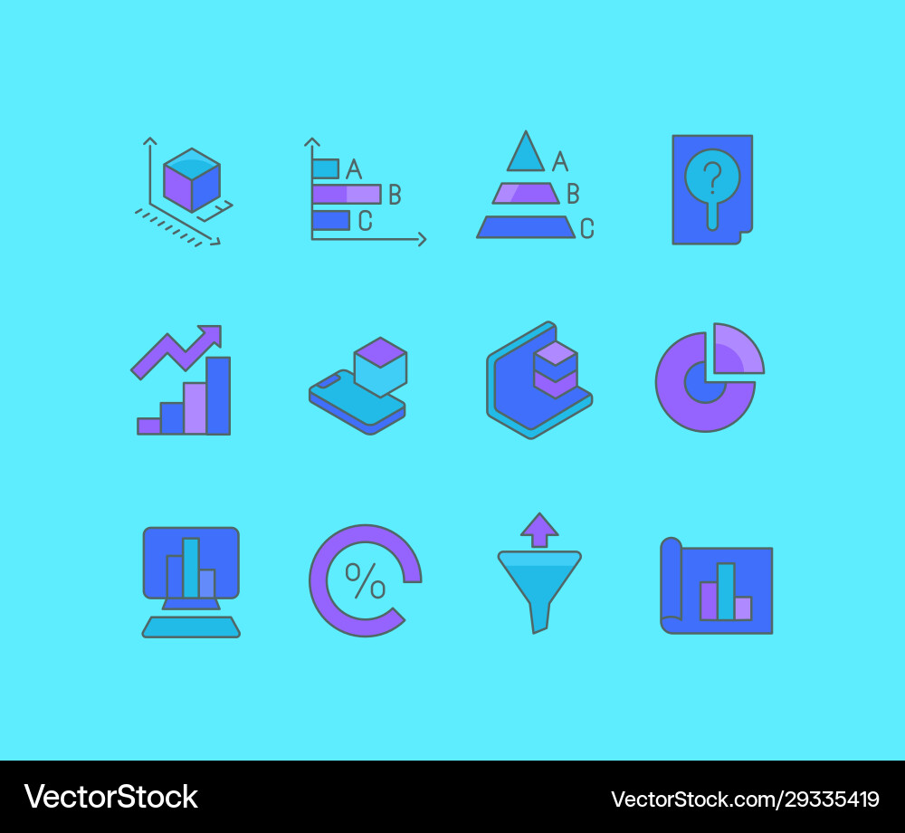 Einfache Linien-Icons Webanalyse einstellen Einfache Linien-Icons Webanalyse einstellen vektorbild