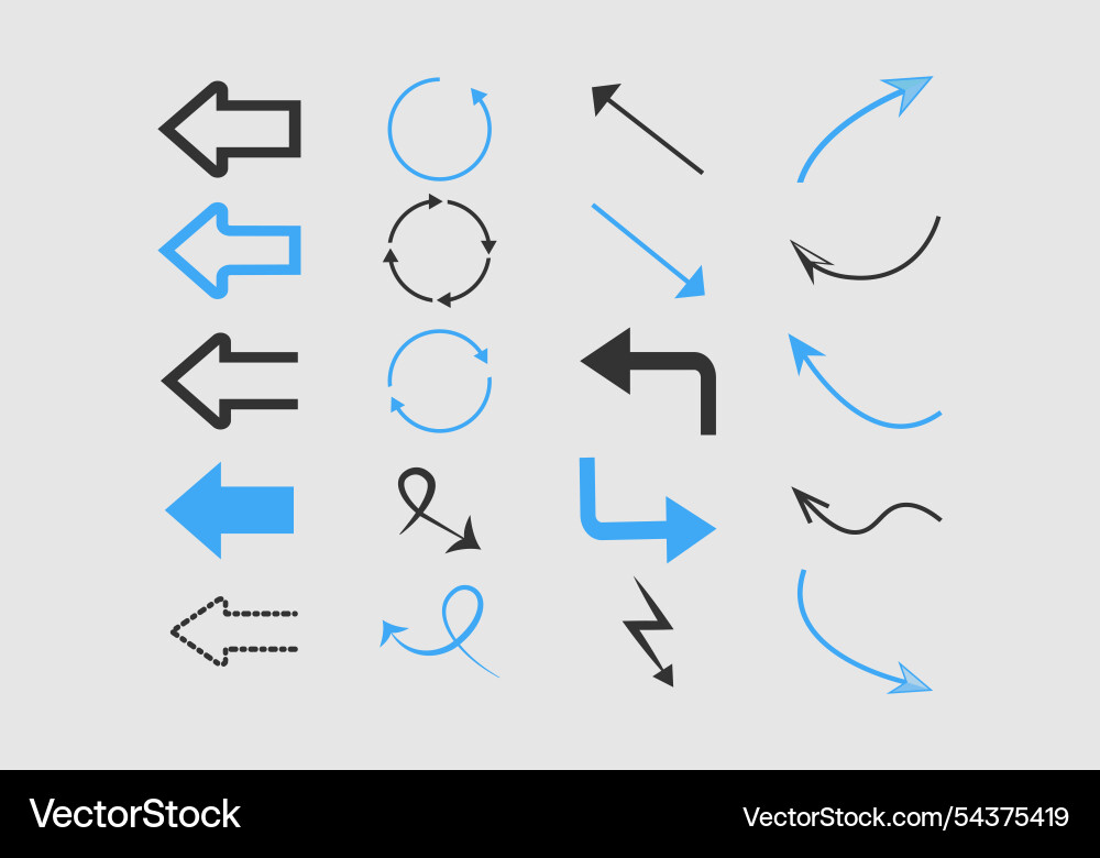 Flat design right and left arrow set Vector Image