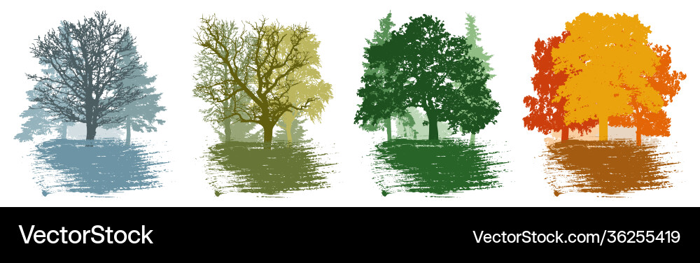 Four season set winter and spring summer Four season set winter and spring summer vector image