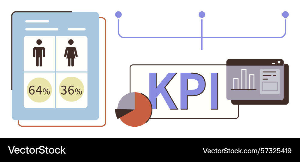 Gender statistics and kpi analytics with data Vector Image