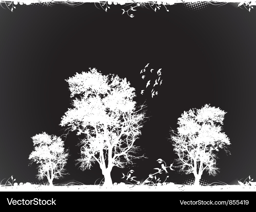 Grunge background with trees Vector Image