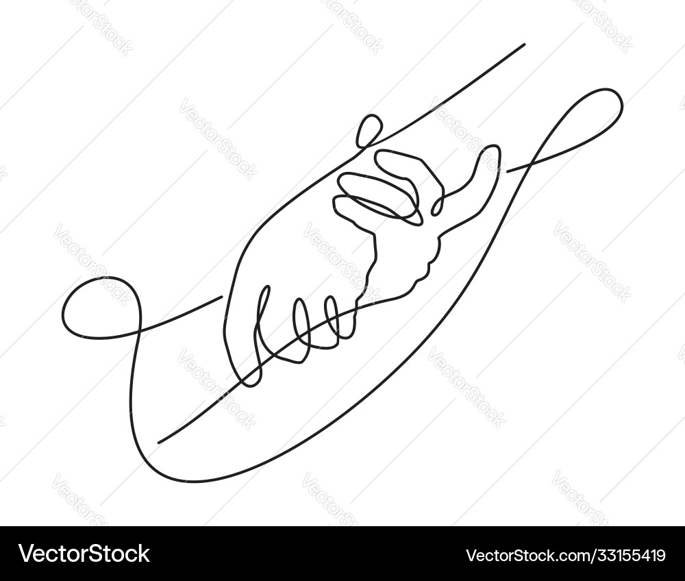 Helping hands in continious single line Vector Image