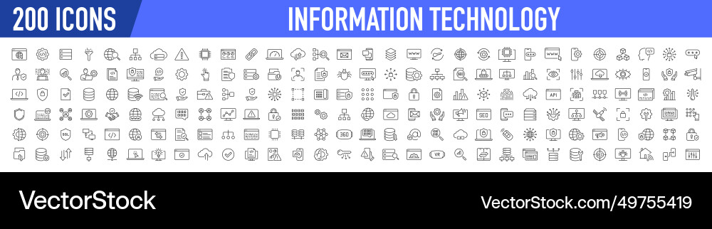 Information technology web icon set in line style Information technology web icon set in line style Vector Image