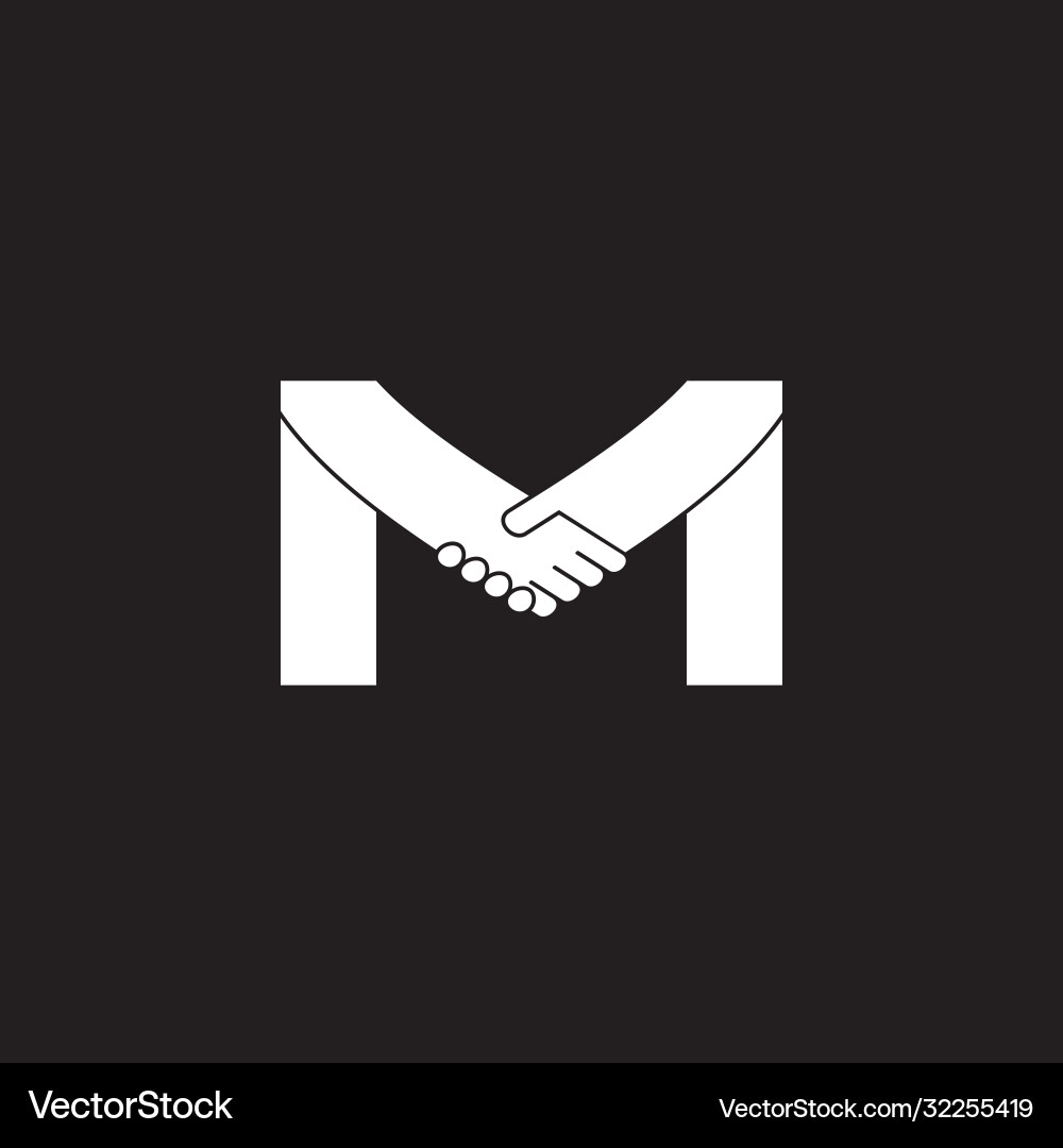 M Handshake Symbol - Partnership Icon Royalty Free Vector