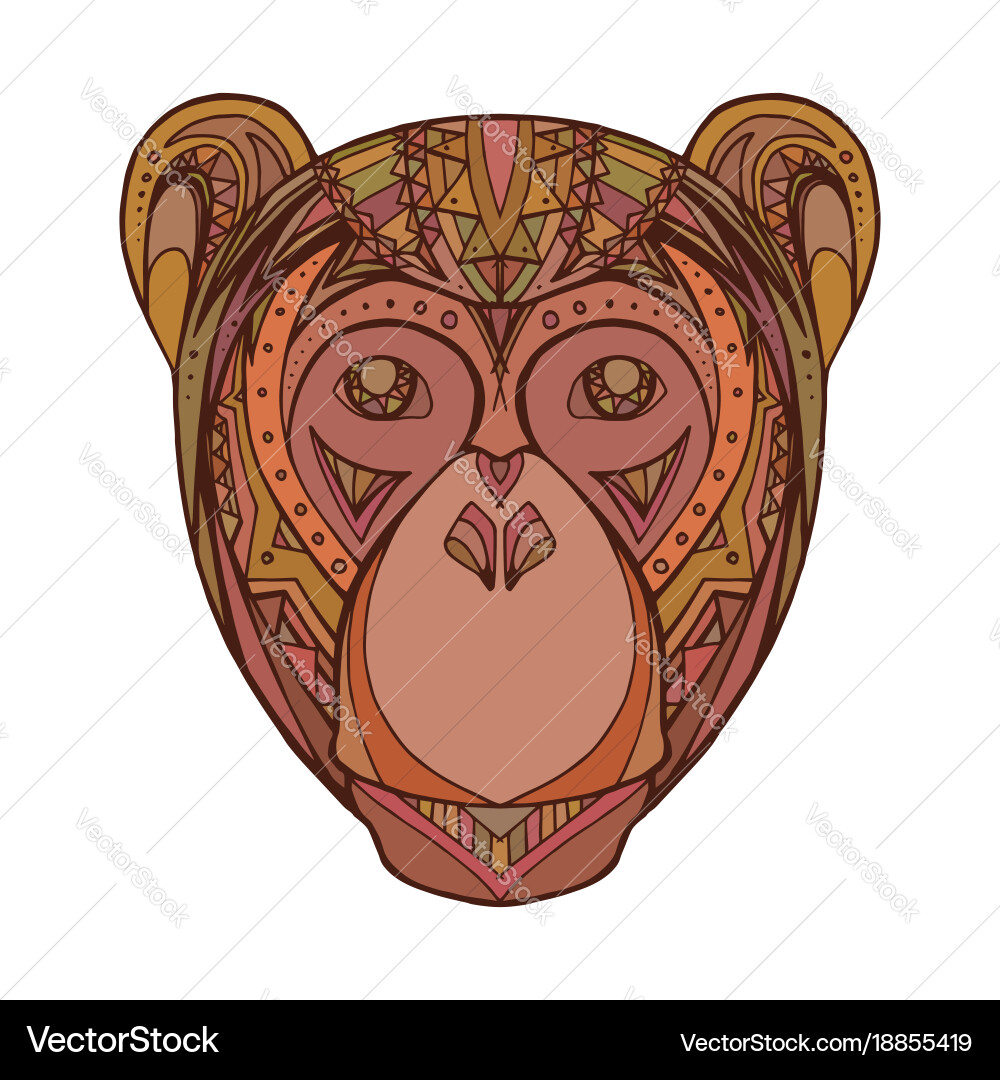 Monkey decorated tribal pattern for your creativit Vector Image