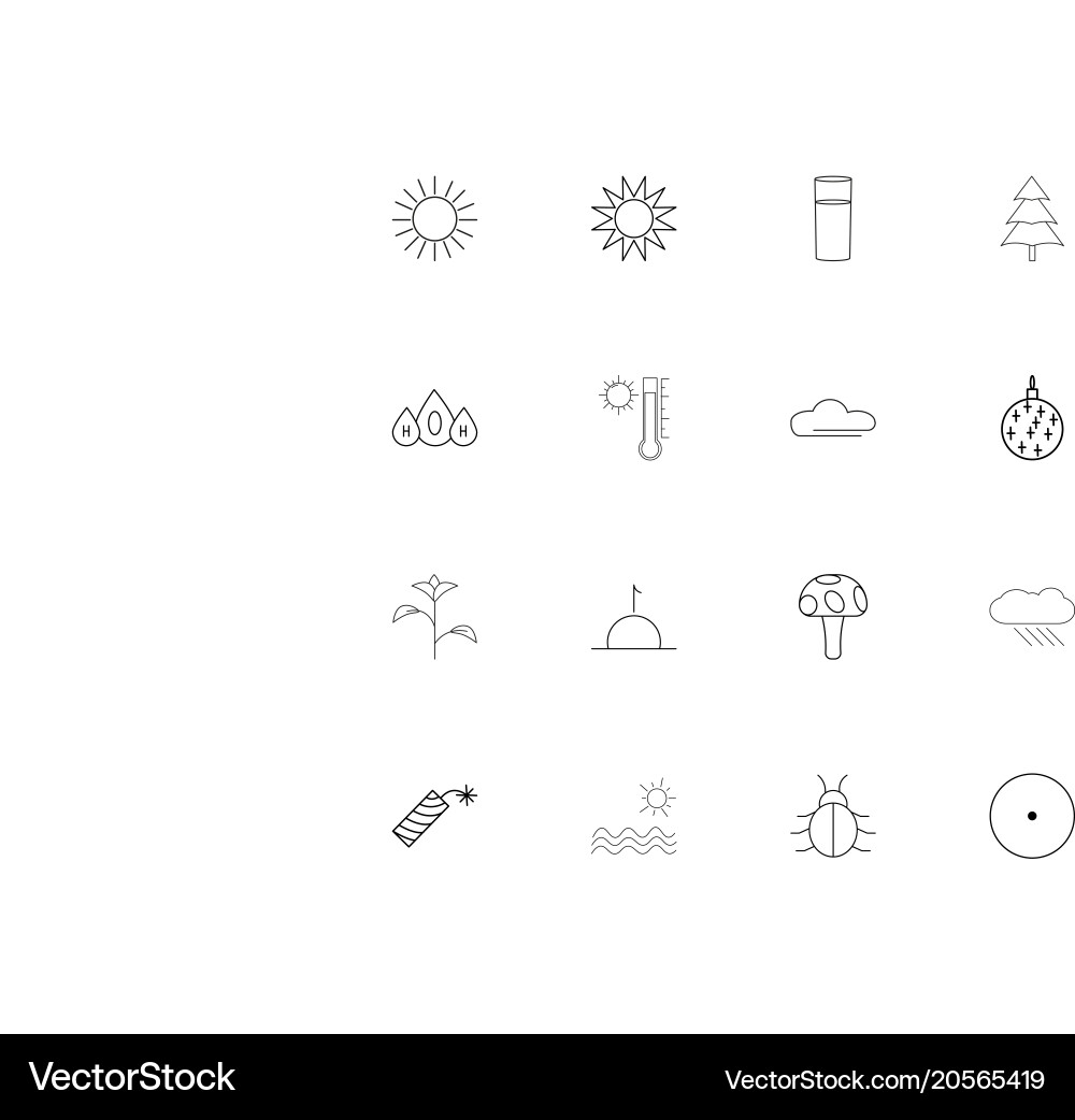 Nature simple linear icons set outlined Vector Image