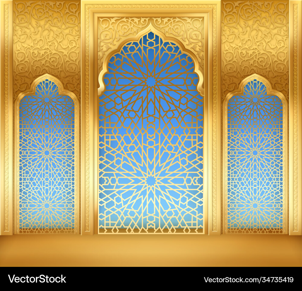 Ramadan background with golden arch Ramadan background with golden arch vector image