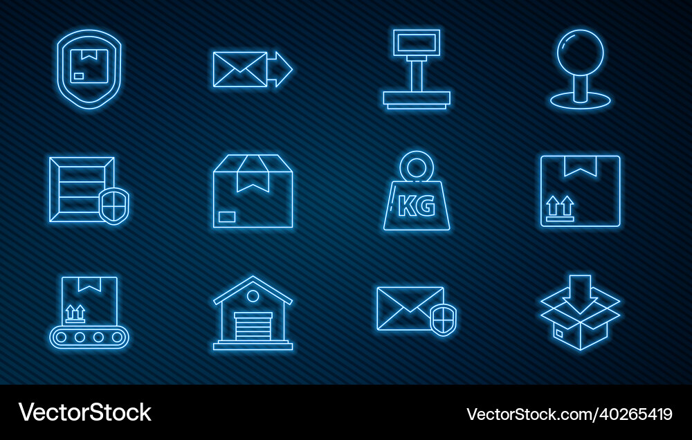 Set line cardboard box with traffic symbol scale Set line cardboard box with traffic symbol scale Vector Image