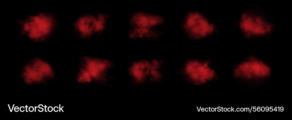 Set of realistic red smokes or haze on a black Set of realistic red smokes or haze on a black vector image