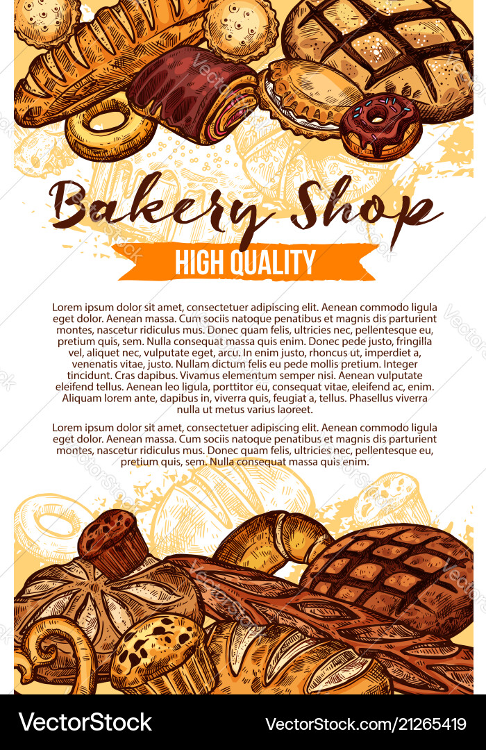 Sketch bread poster for bakery shop Sketch bread poster for bakery shop vector image