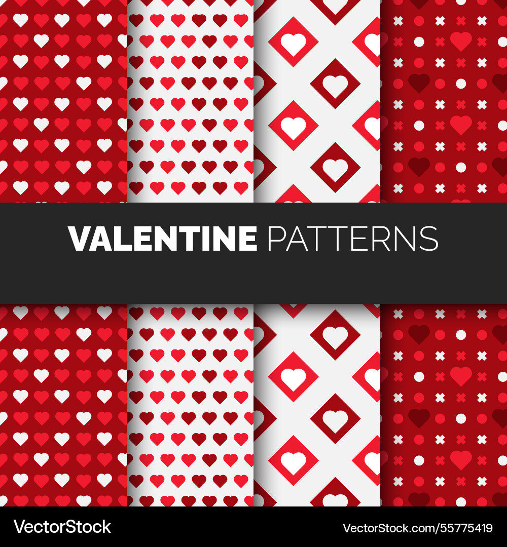 Valentines day flat pattern collection Royalty Free Vector