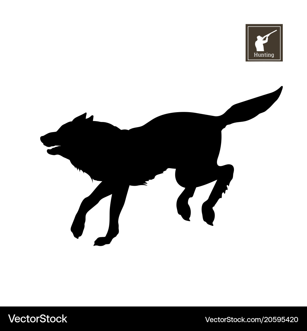 Black Wolf Silhouette Running vector image