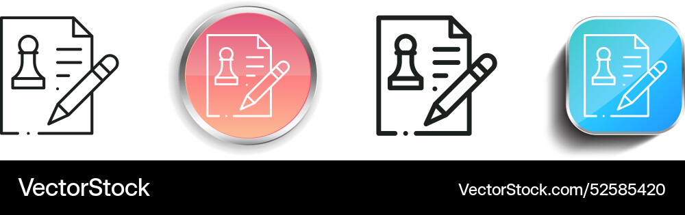Chess game icon thin linear regular and button vector image