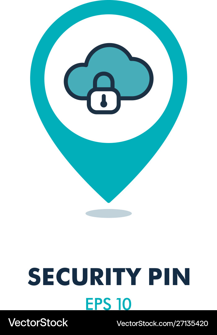 Cloud computer storage with lock pin map icon Vector Image