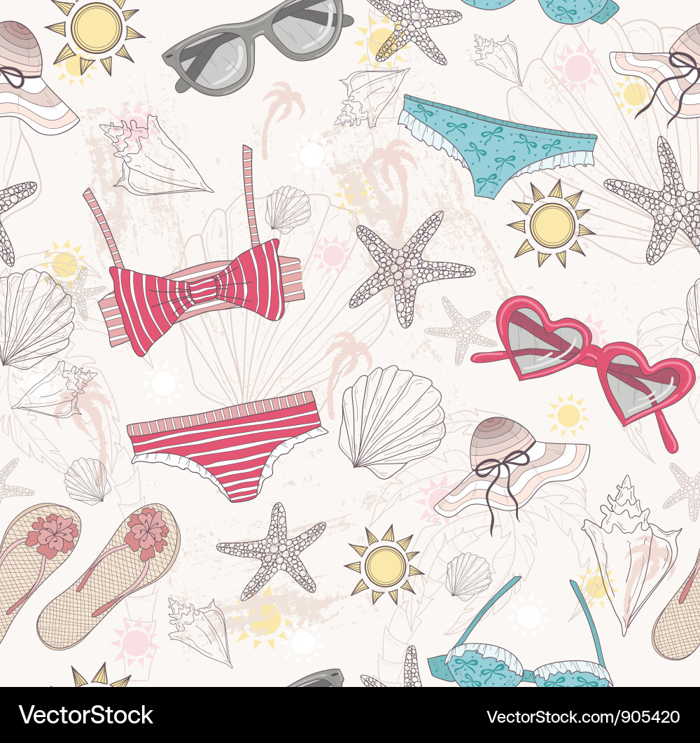 Colorful Summer Seashell Pattern Vector Image