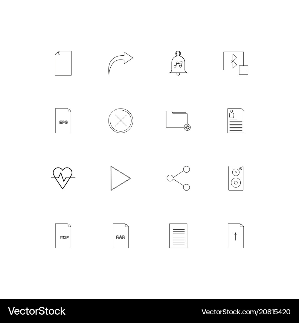 Files and folders sign linear thin icons set Vector Image