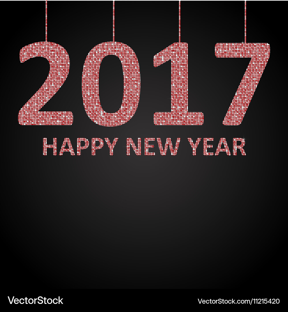 Glittering red sequins number 2017 string Vector Image