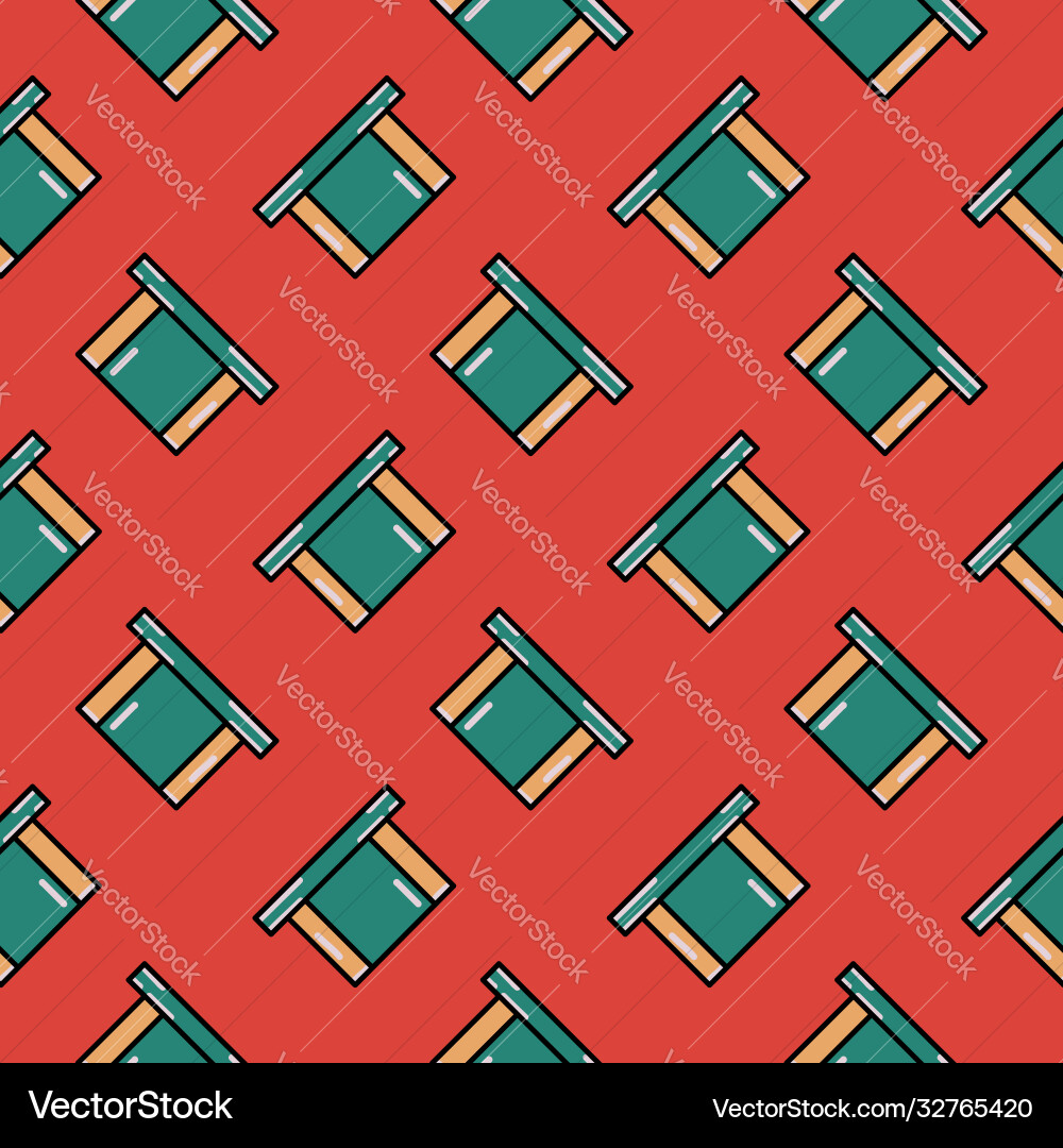 Green box seamless pattern on red background Vector Image