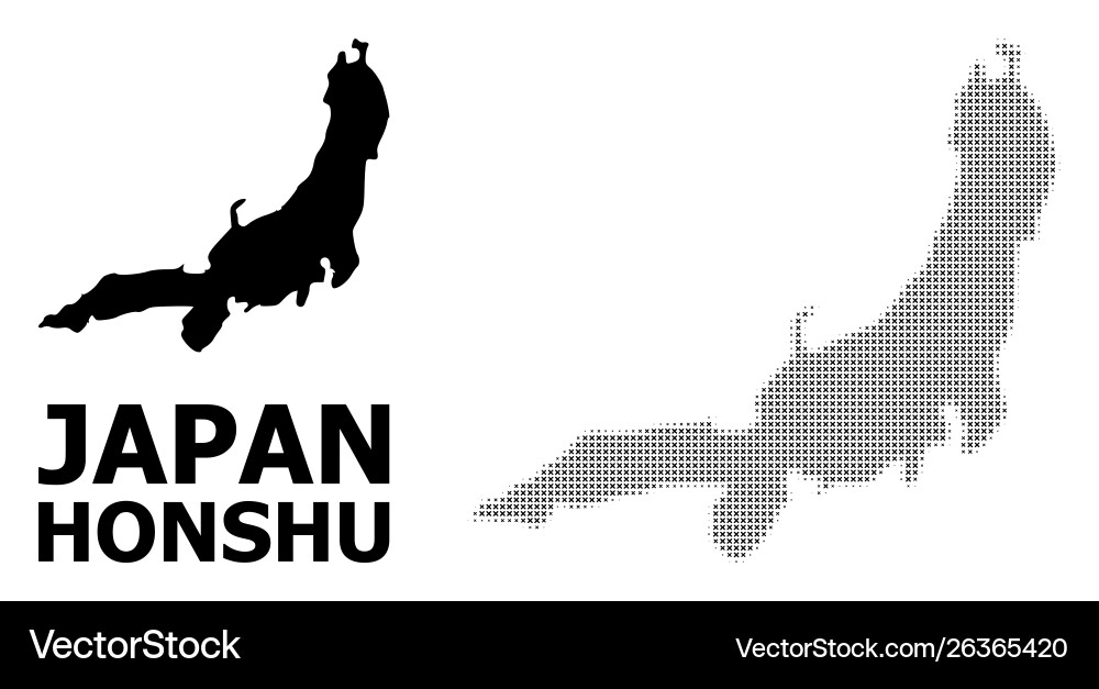 Halftone pattern and solid map honshu Vector Image