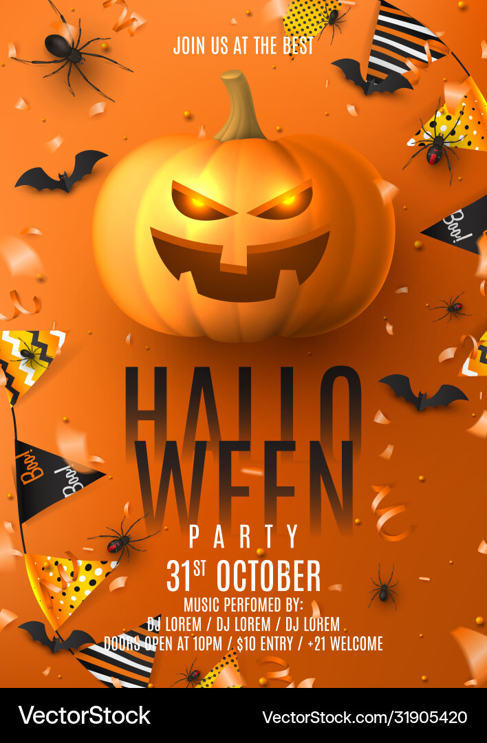 Happy halloween party poster Happy halloween party poster Vector Image