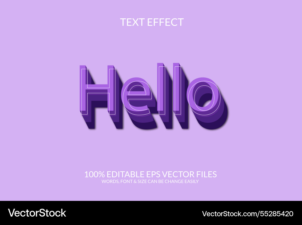 Hello eps 3d text effect design Vector Image