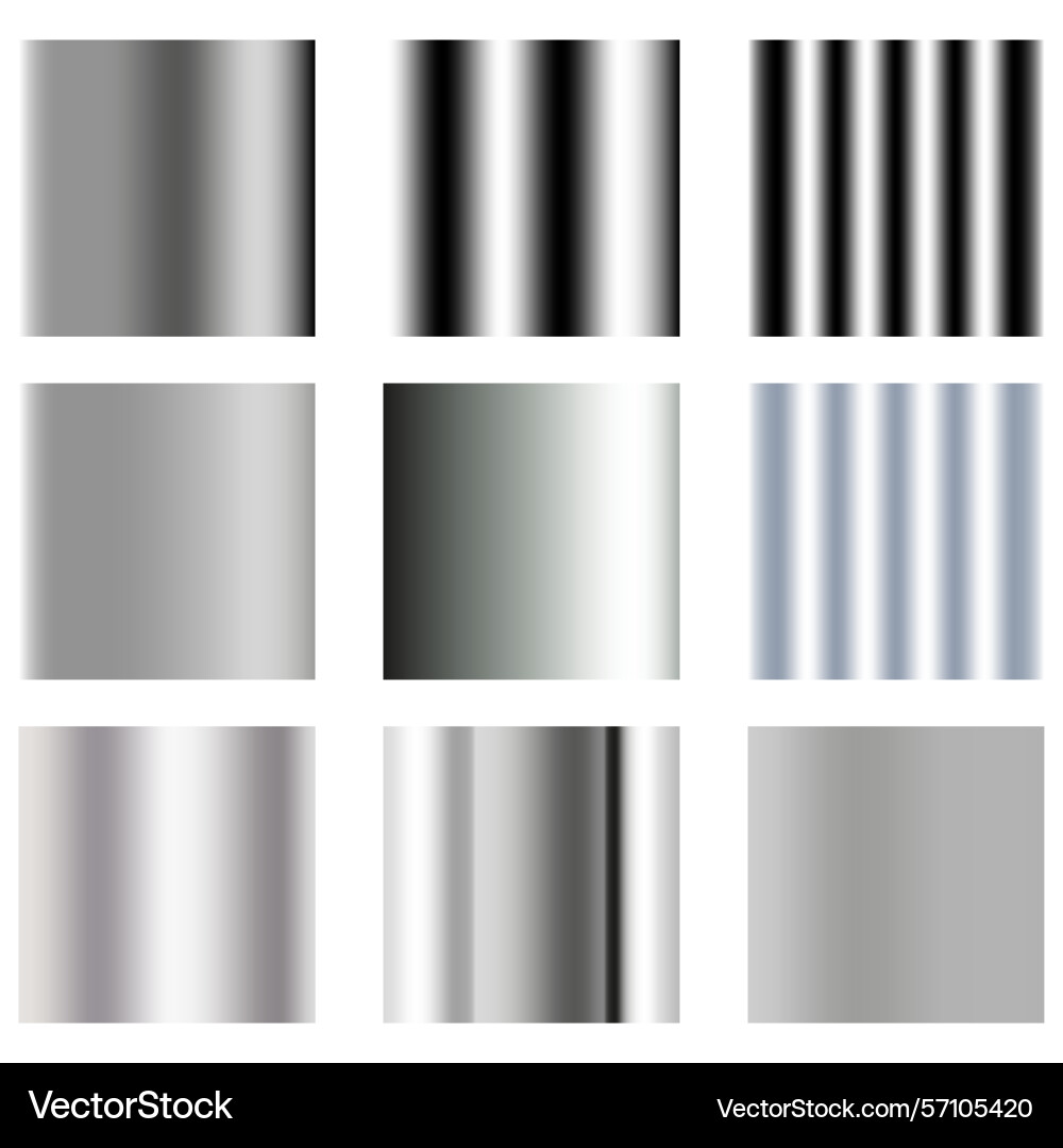 Metallic texture sample chrome gradient palette Metallic texture sample chrome gradient palette vector image