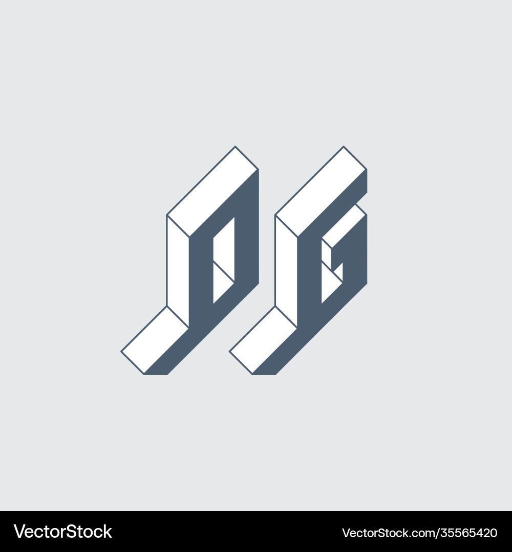 Og - 2-letter code isometric 3d font for design 0 vector image