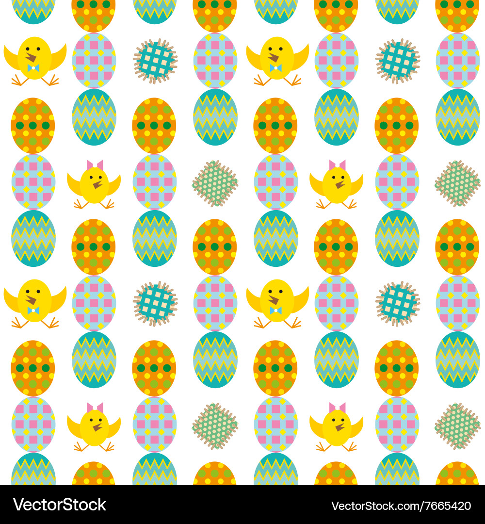 Seamless easter pattern with eggs and rabbit Vector Image