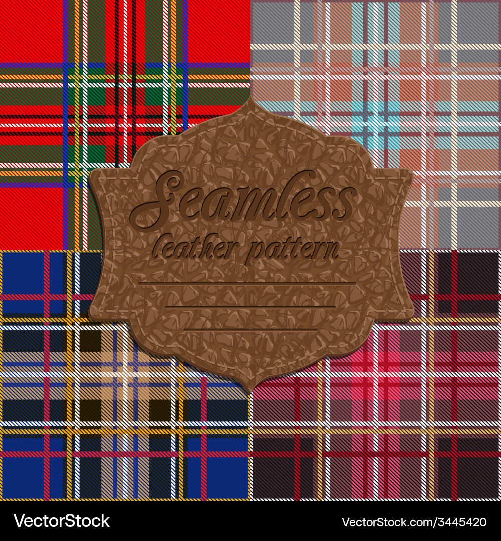 Seamless tartan pattern and label with Vector Image