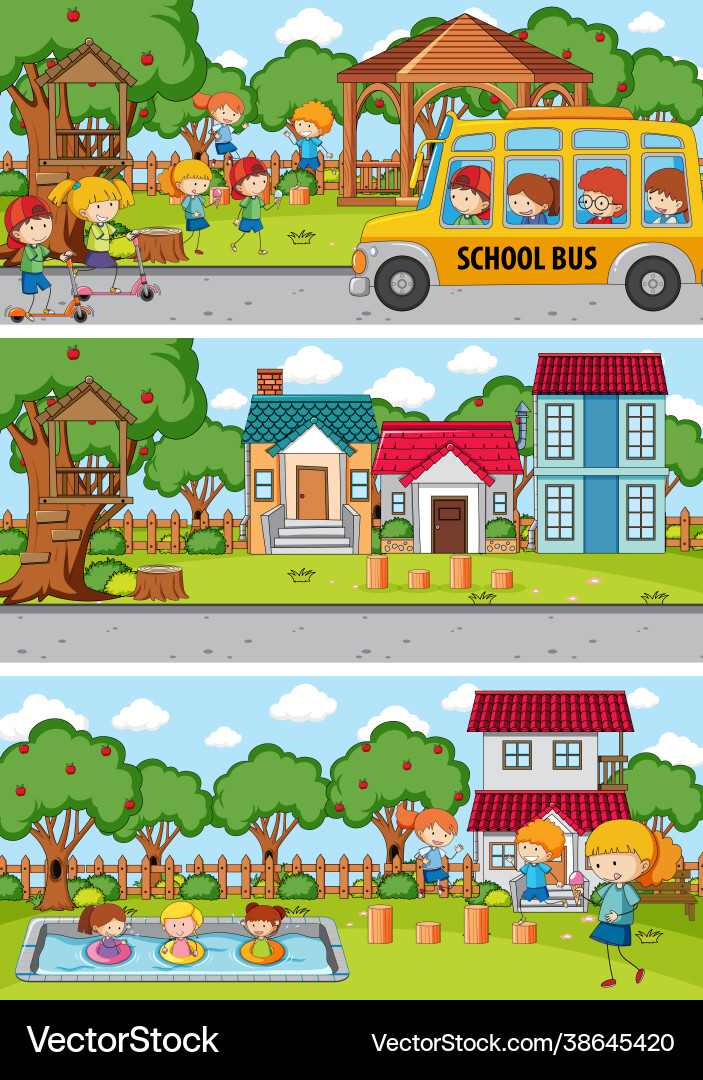Set different horizontal scenes background Vector Image