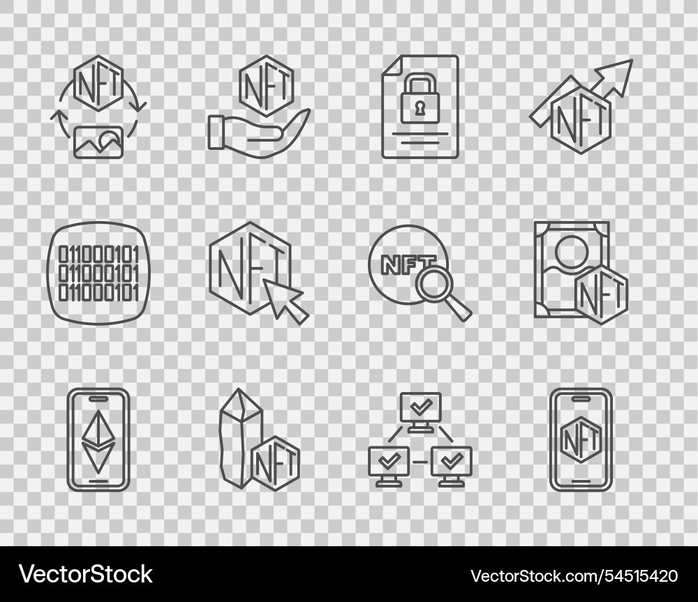 Set line ethereum eth mobile with art store app Set line ethereum eth mobile with art store app Vector Image