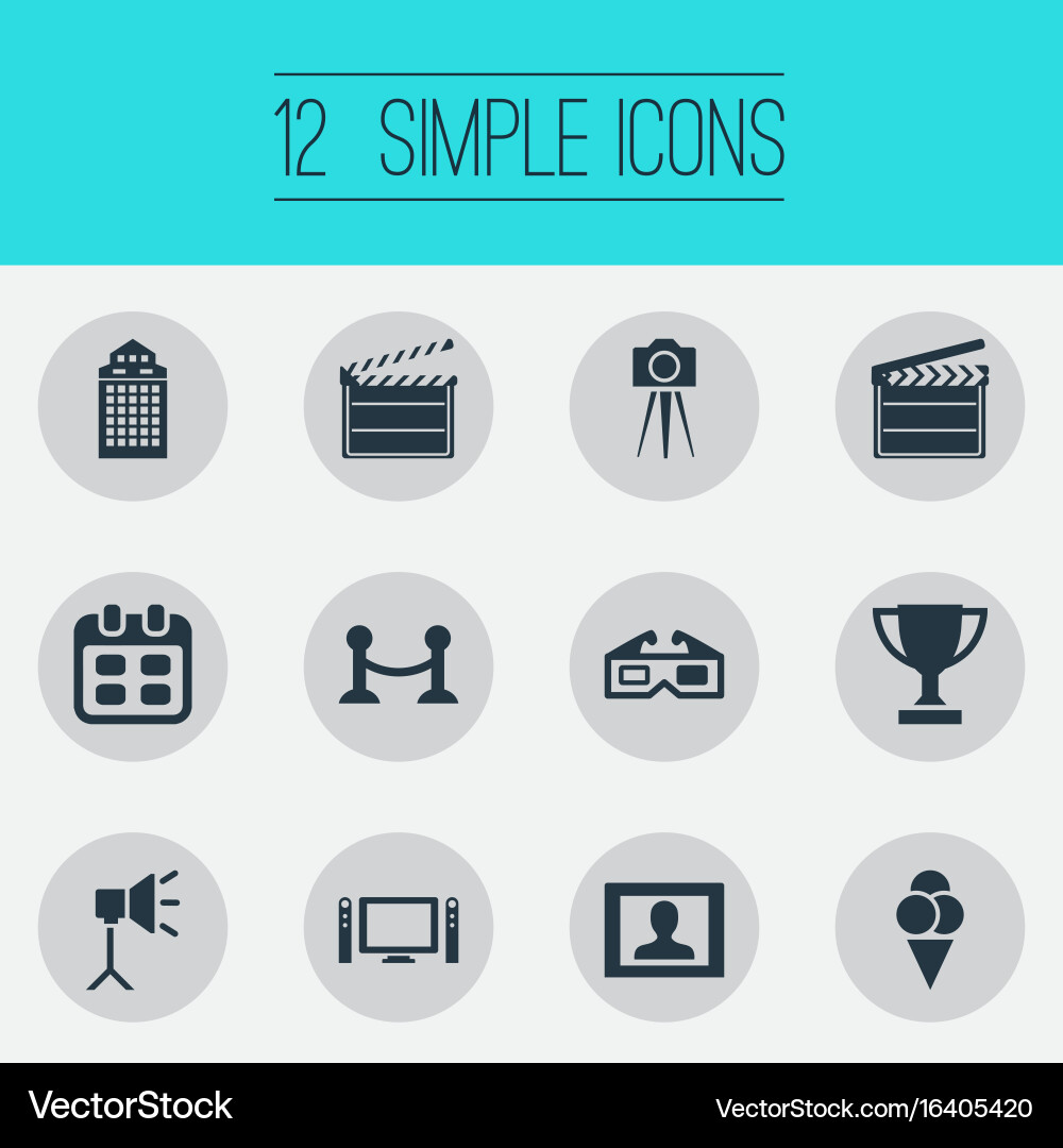 Set of simple movie icons Vector Image
