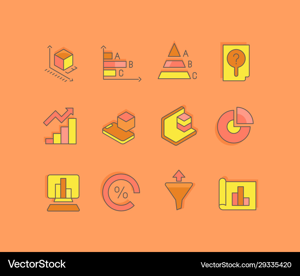 Set simple line icons web analytics Set simple line icons web analytics vector image