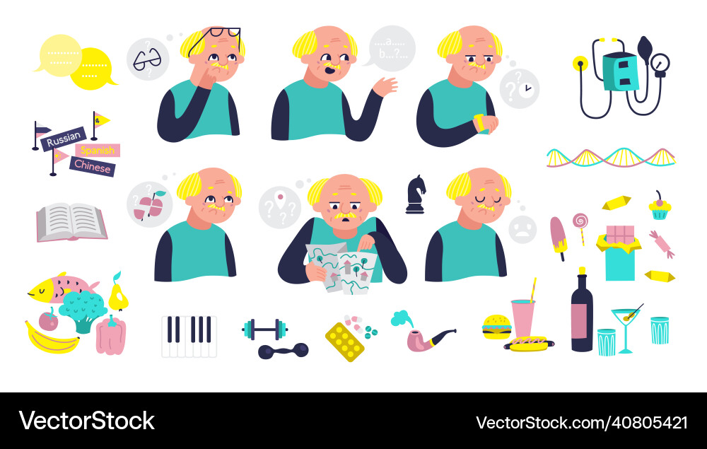 Alzheimer disease set vector image