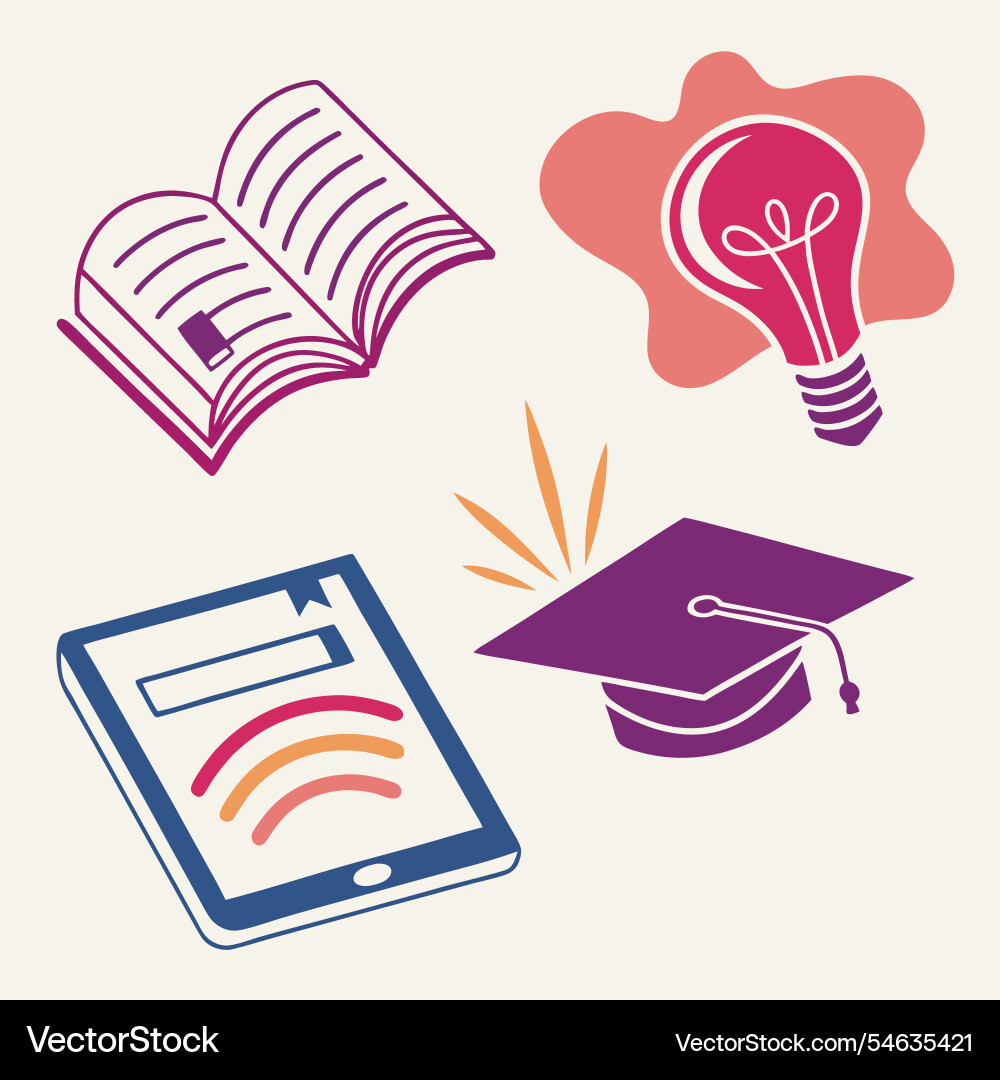 Digital learning icons gradient fusion Vector Image