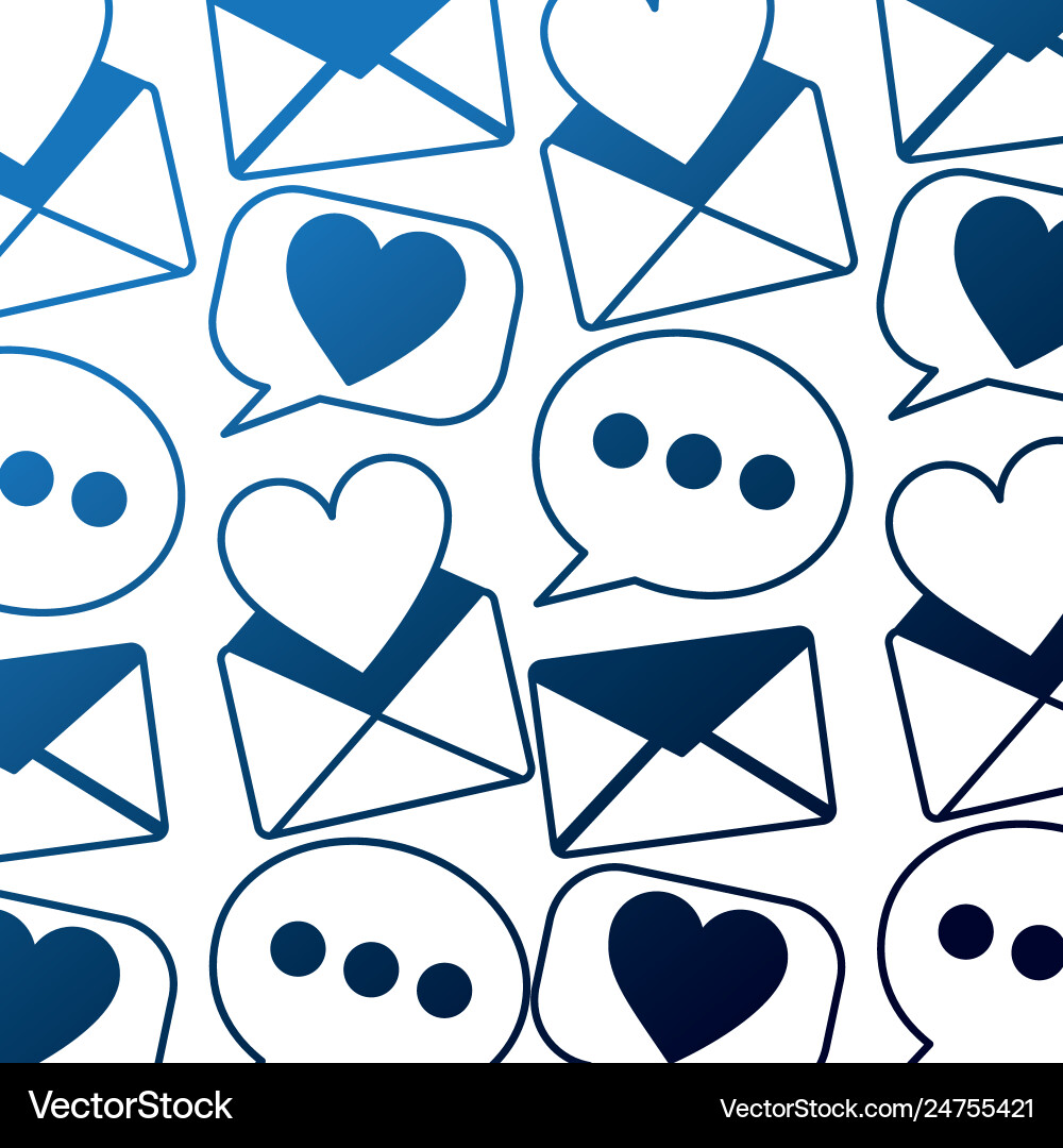 Envelope mail with heart and speech bubble pattern Envelope mail with heart and speech bubble pattern Vector Image