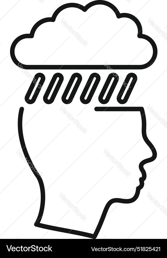 Human head silhouette with raining cloud Vector Image