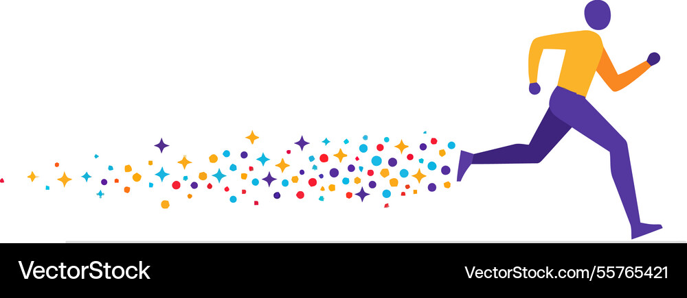 Running man in a vibrant dynamic scene Running man in a vibrant dynamic scene vector image