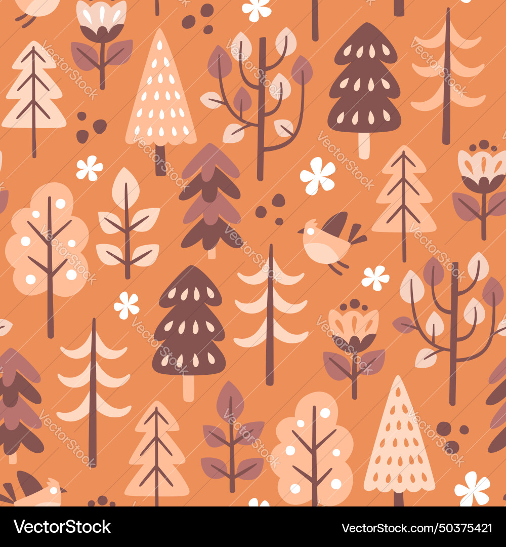 Scandinavian forest pattern vector image