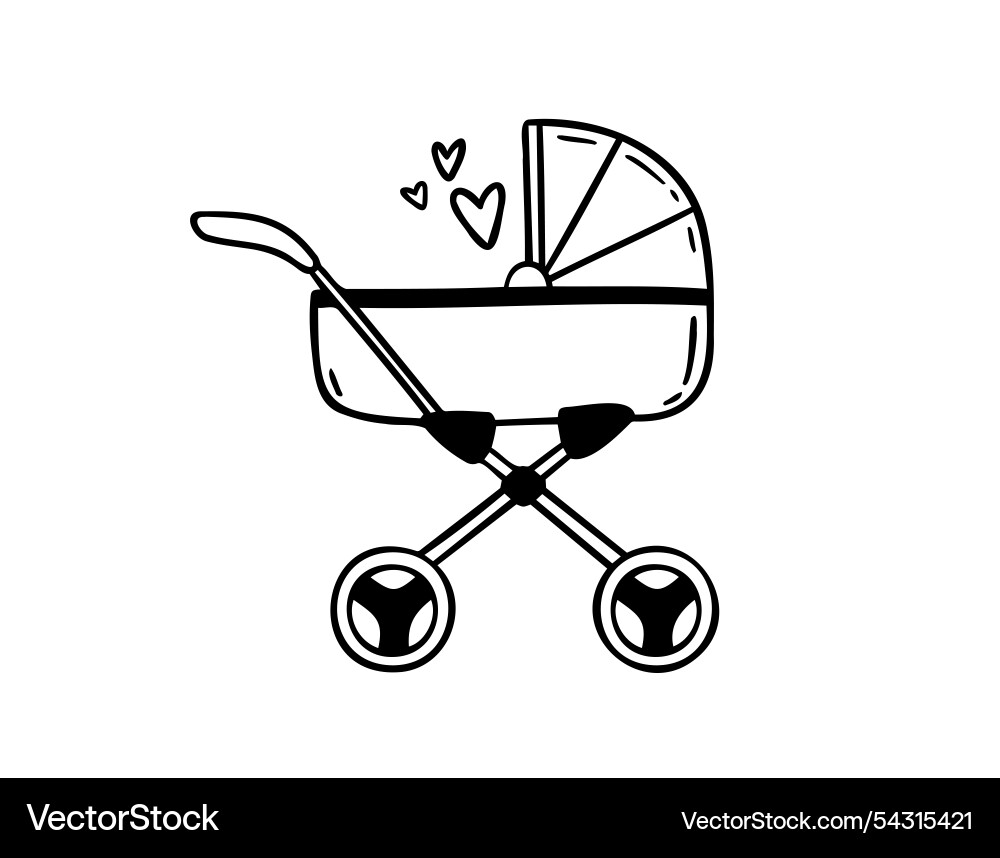 Süße Babywagen Hand gezogen Doodle-Symbol Süße Babywagen Hand gezogen Doodle-Symbol vektorbild