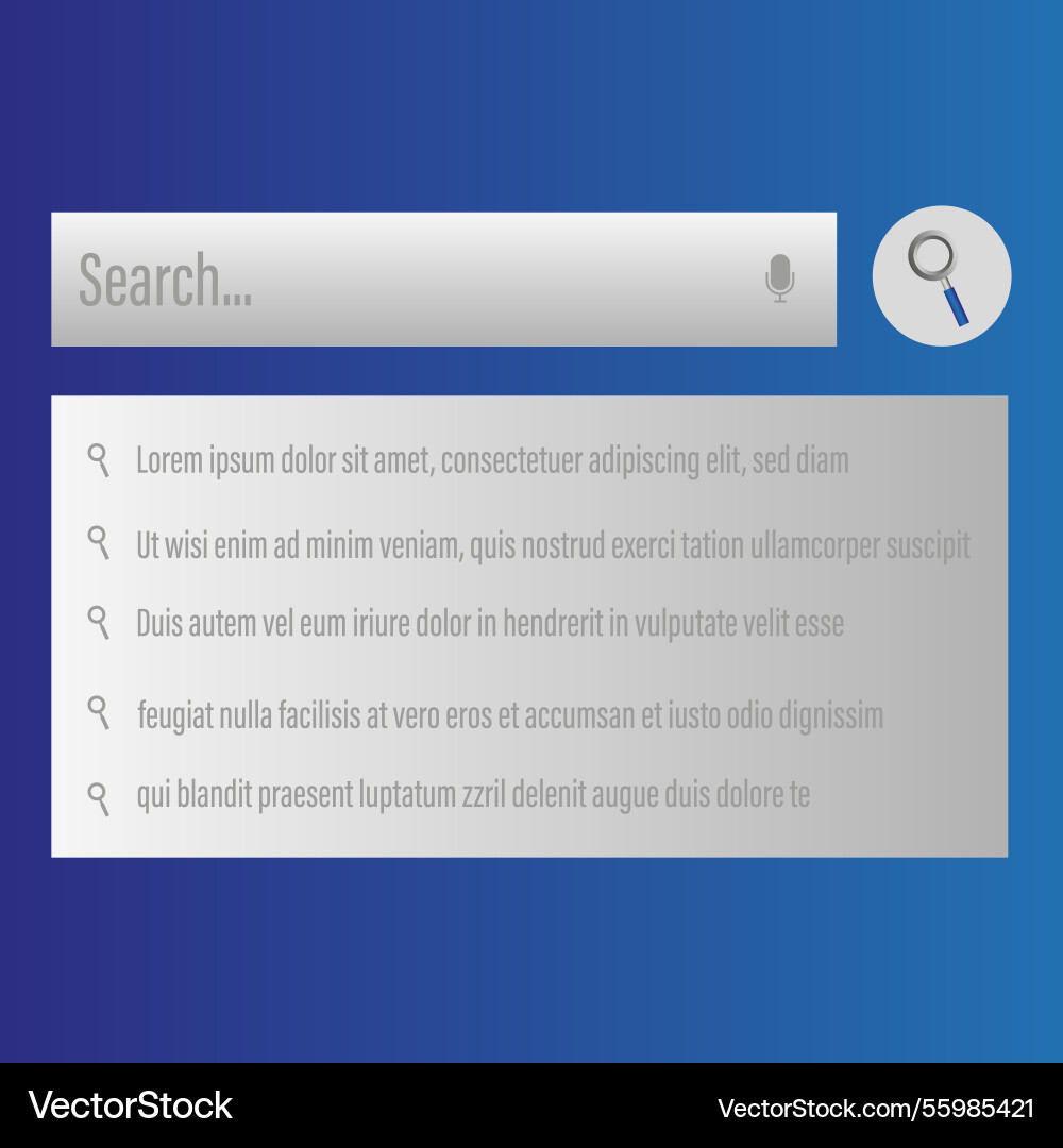 Search bar ui digital query result modern Search bar ui digital query result modern vector image