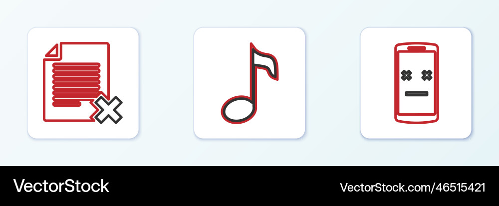 Set line dead mobile delete file document Set line dead mobile delete file document Vector Image
