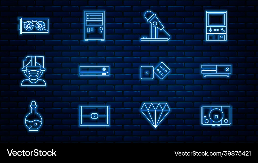 Set line video game console microphone virtual Vector Image