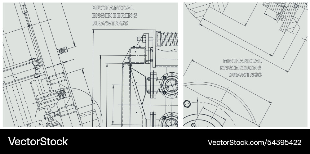 Blueprint set engine line drawing Blueprint set engine line drawing vector image