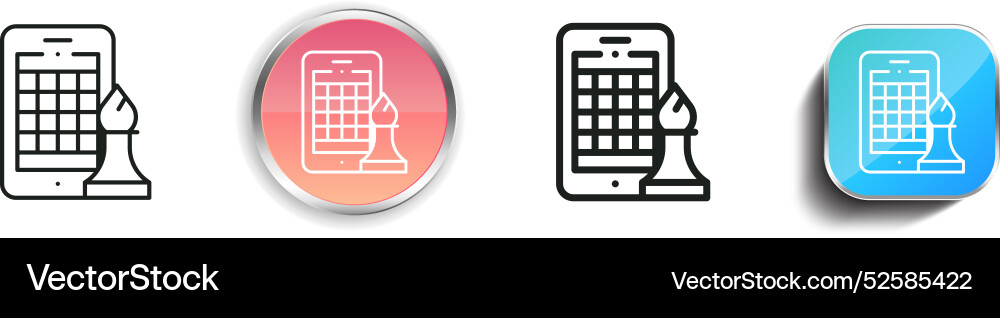 Chess game icon thin linear regular and button vector image