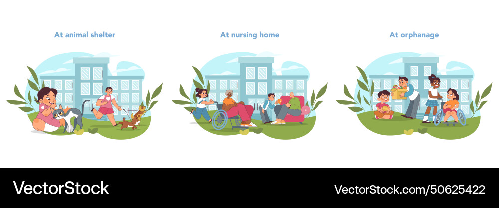 Compassion in action set Compassion in action set Vector Image