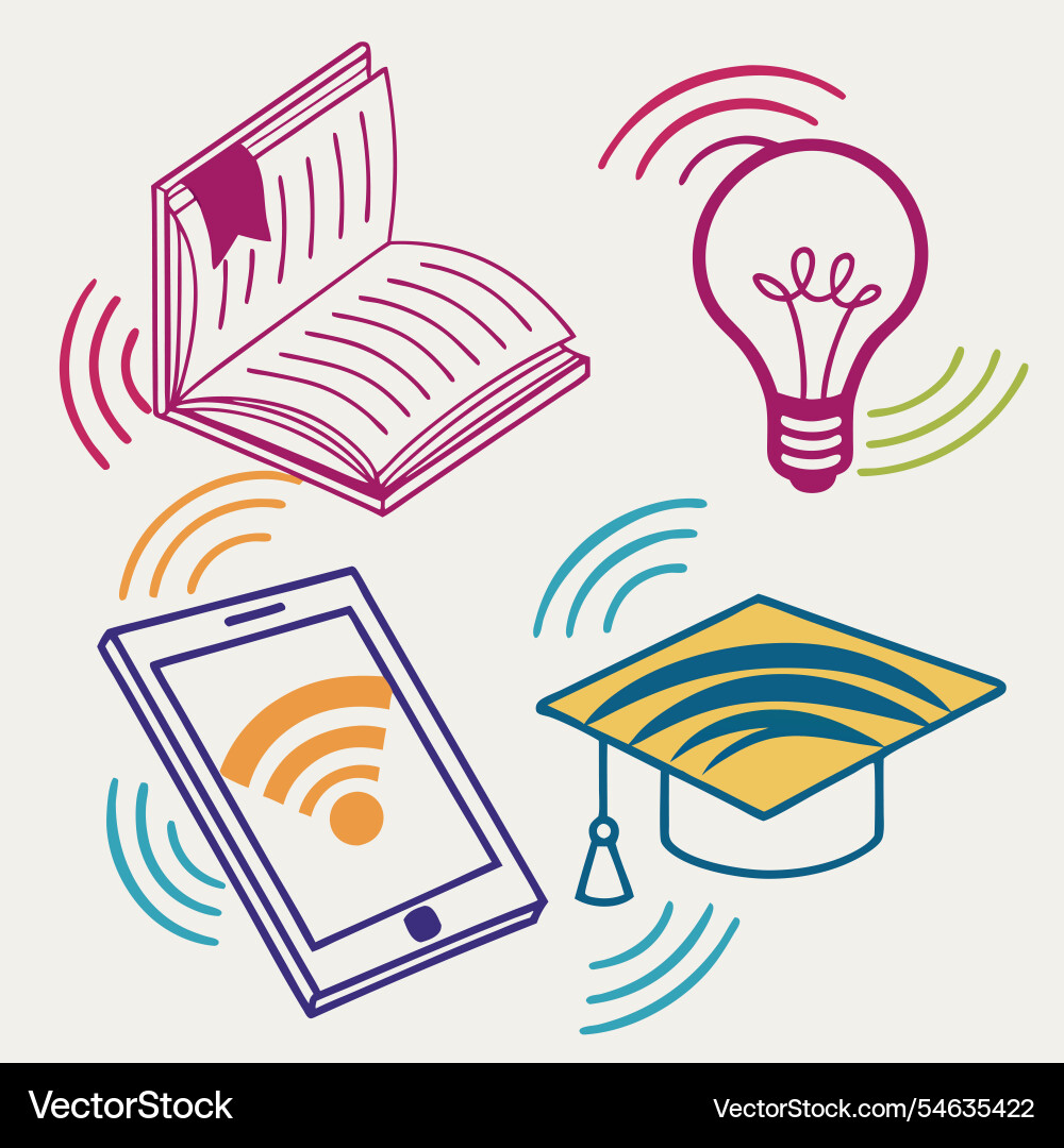 Digital learning icons gradient fusion Digital learning icons gradient fusion Vector Image