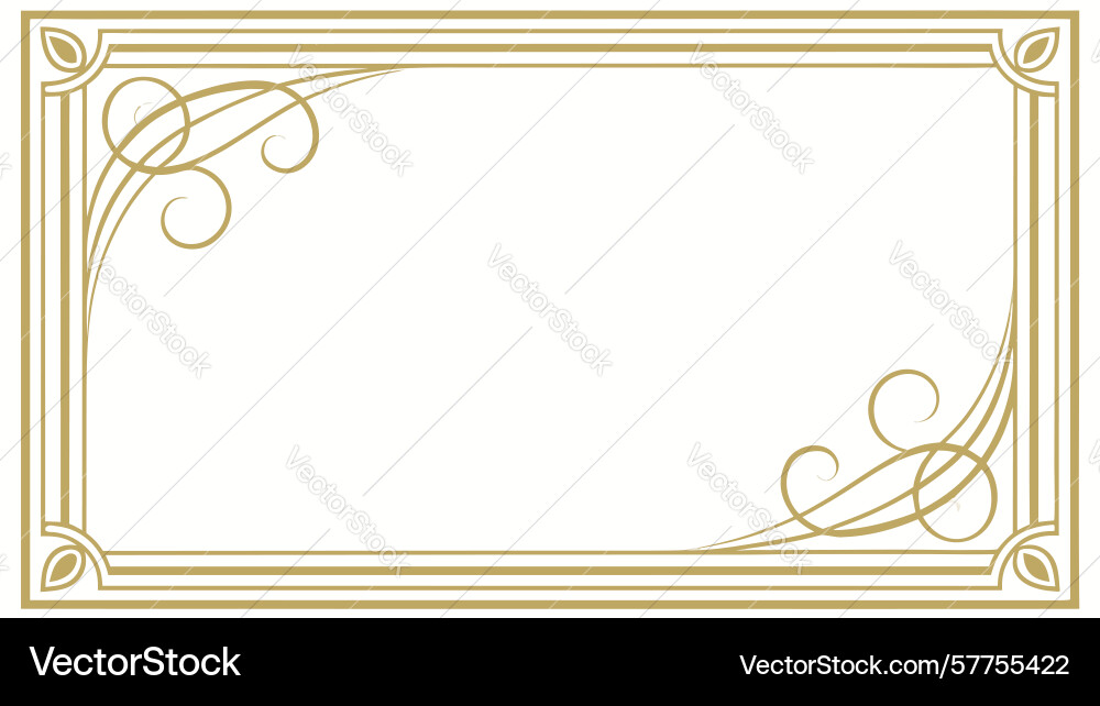 Elegant scrollwork corner rectangular decorative vector image