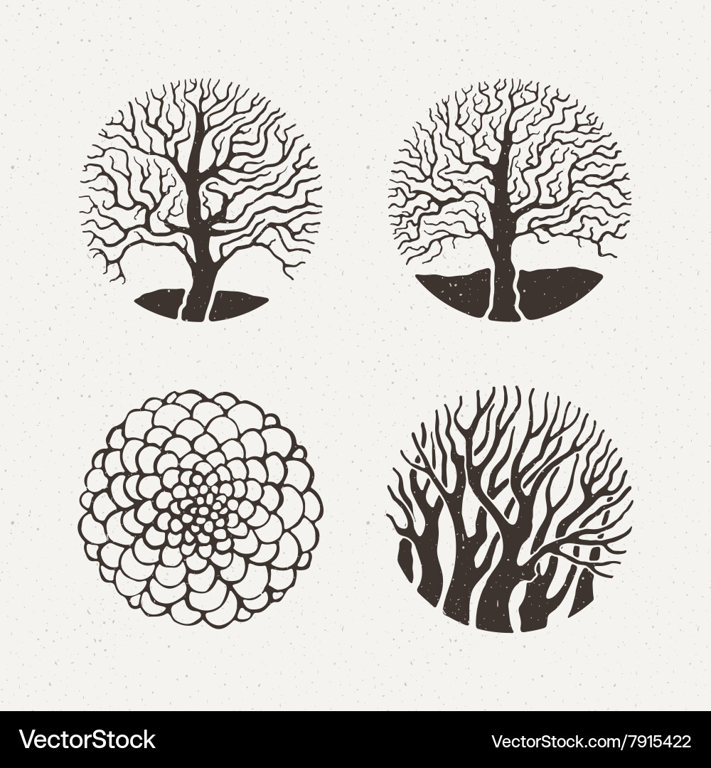 Geometric Circle Tree Pattern Vector Image